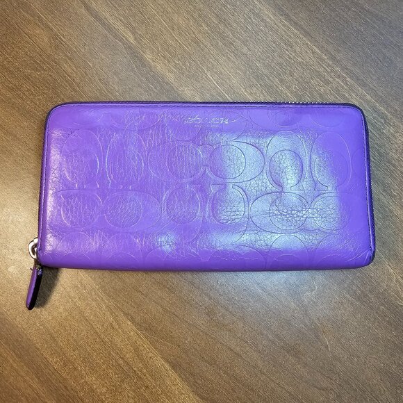 Coach Purple Leather Wallet - Picture 1 of 9